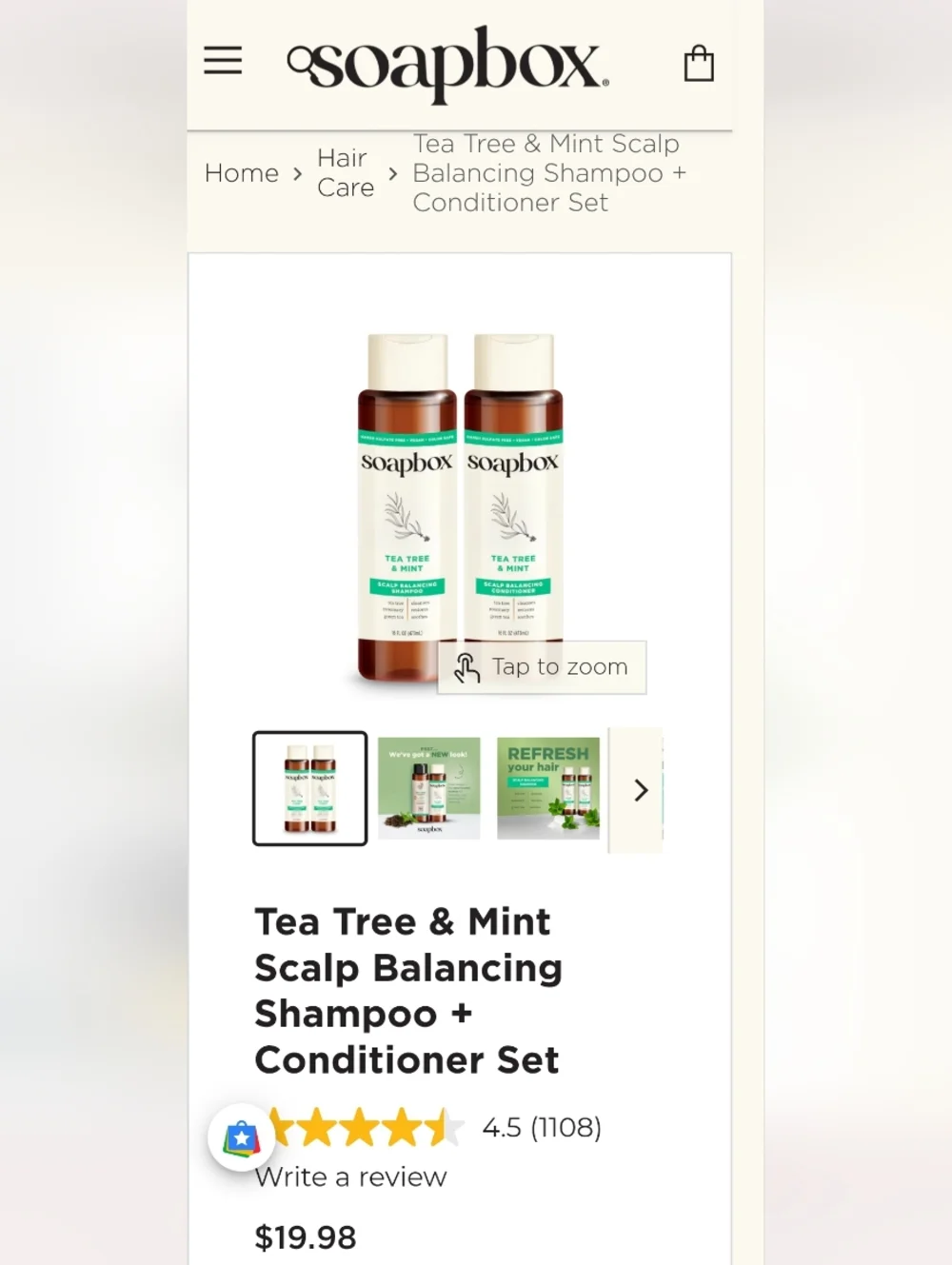 Soapbox Tea Tree & Mint Scalp Balancing Shampoo & Conditioner Set